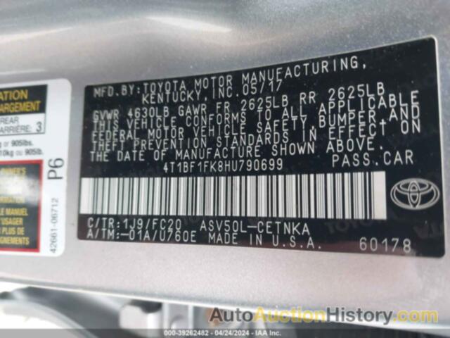 TOYOTA CAMRY LE, 4T1BF1FK8HU790699