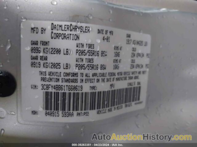 CHRYSLER PT CRUISER, 3C8FY4BB61T660619