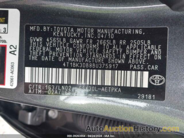 TOYOTA AVALON LIMITED, 4T1BK3DB8BU375917