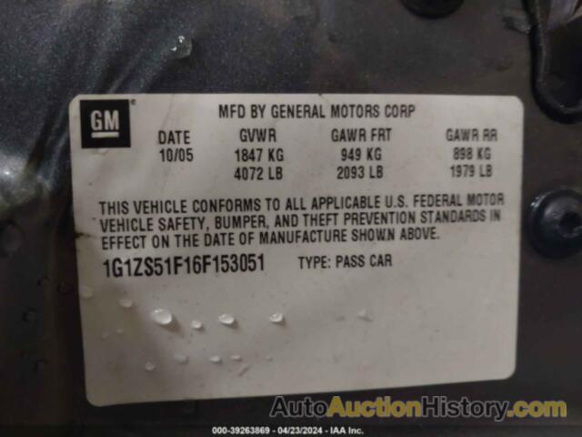 CHEVROLET MALIBU LS, 1G1ZS51F16F153051