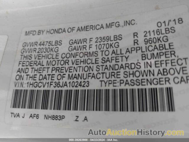 HONDA ACCORD SPORT, 1HGCV1F36JA102423