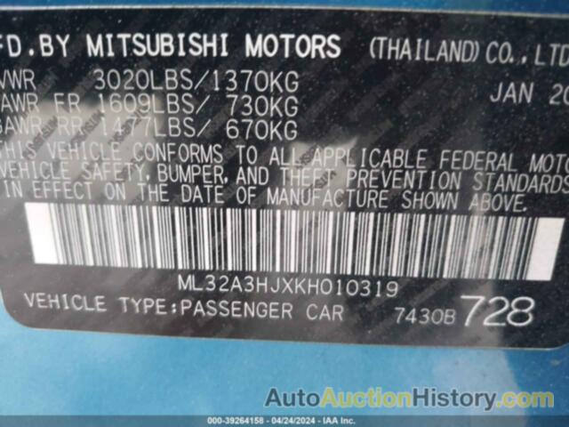 MITSUBISHI MIRAGE RF, ML32A3HJXKH010319