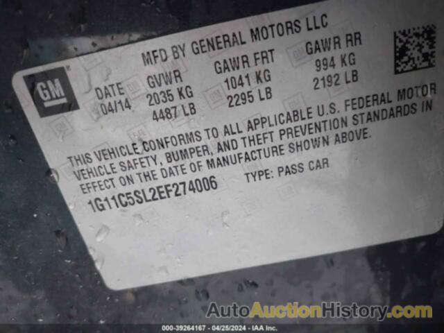 CHEVROLET MALIBU 1LT, 1G11C5SL2EF274006