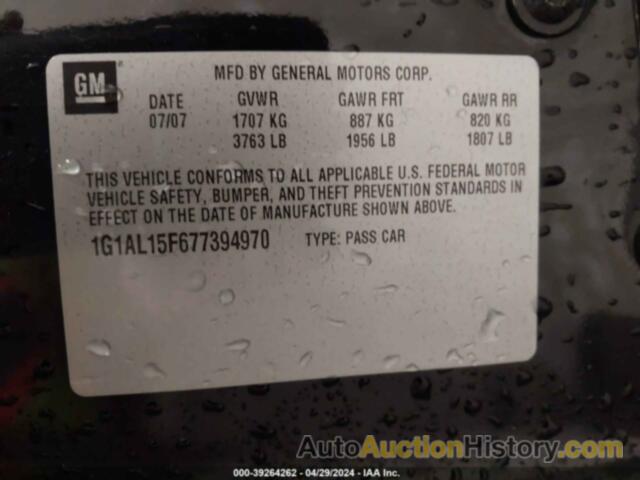 CHEVROLET COBALT LT, 1G1AL15F677394970