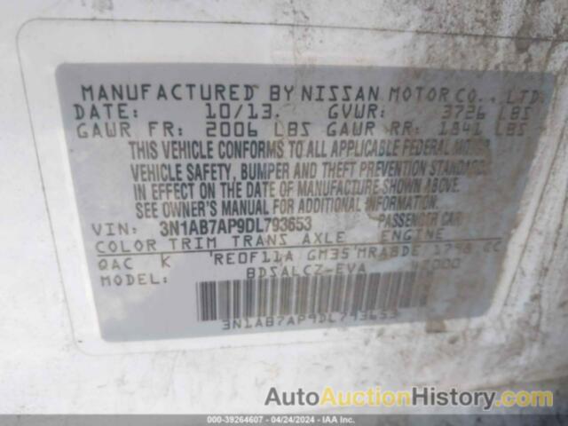 NISSAN SENTRA S, 3N1AB7AP9DL793653