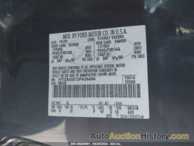 FORD RANGER EDGE/XLT, 1FTZR45E13PA36686