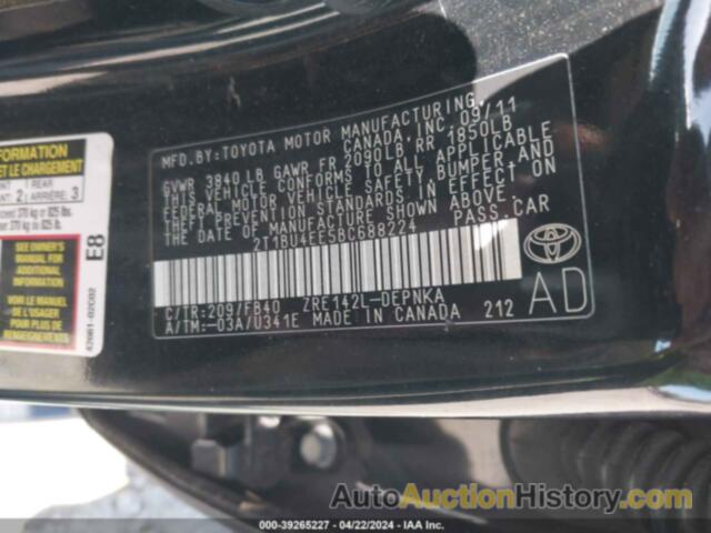 TOYOTA COROLLA LE, 2T1BU4EE5BC688224