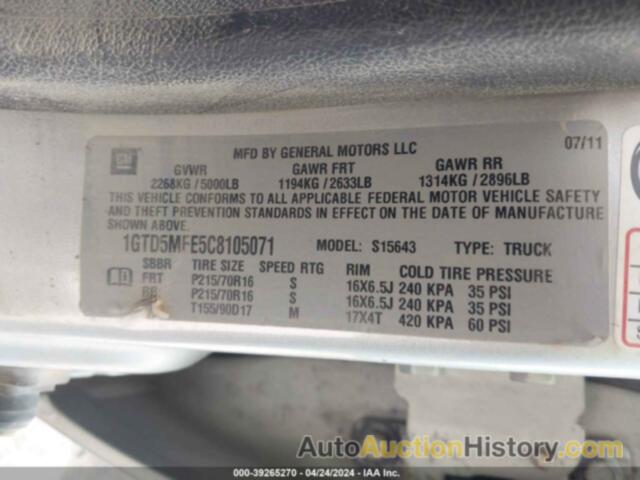 GMC CANYON SLE, 1GTD5MFE5C8105071