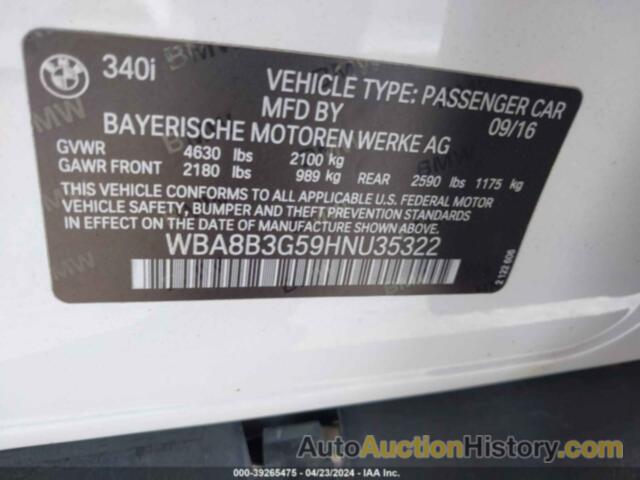 BMW 340I, WBA8B3G59HNU35322