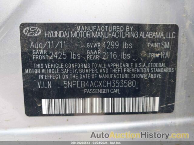 HYUNDAI SONATA GLS, 5NPEB4ACXCH353580