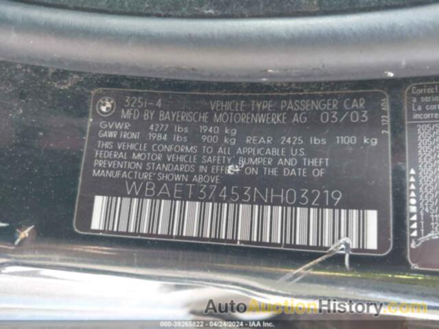 BMW 325I, WBAET37453NH03219