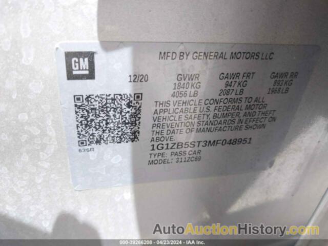 CHEVROLET MALIBU FWD LS, 1G1ZB5ST3MF048951