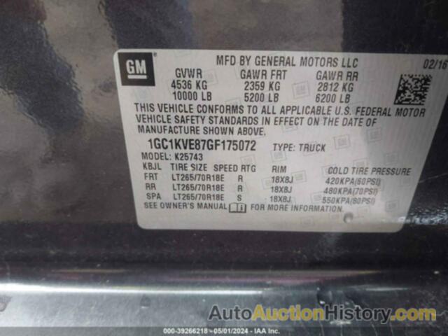 CHEVROLET SILVERADO K2500 HEAVY DUTY LT, 1GC1KVE87GF175072