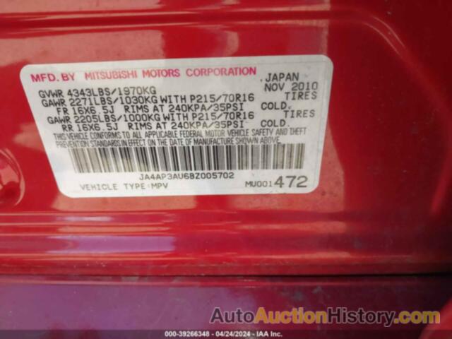 MITSUBISHI OUTLANDER SPORT ES, JA4AP3AU6BZ005702