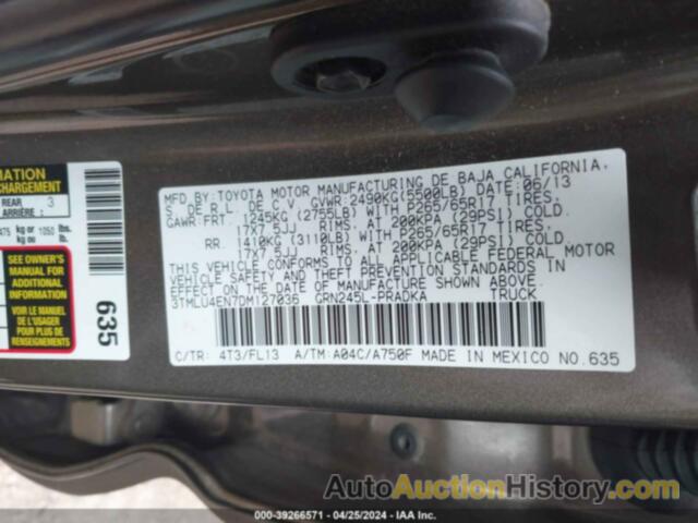 TOYOTA TACOMA BASE V6, 3TMLU4EN7DM127036