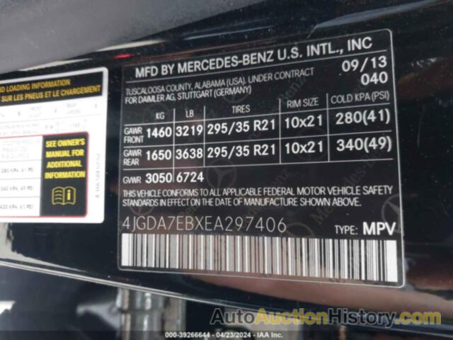 MERCEDES-BENZ ML 63 AMG 4MATIC, 4JGDA7EBXEA297406