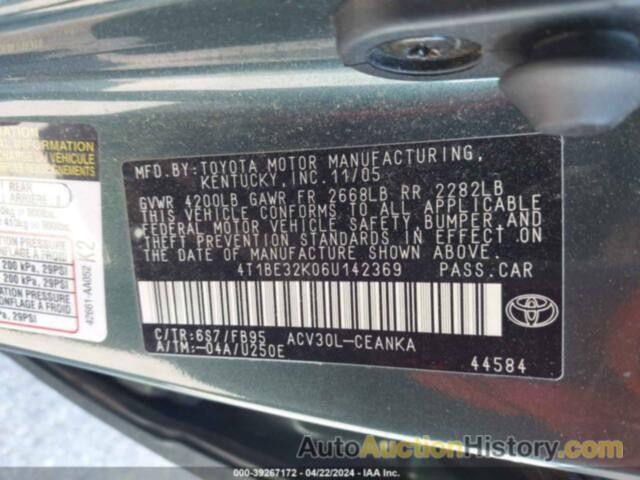 TOYOTA CAMRY LE, 4T1BE32K06U142369