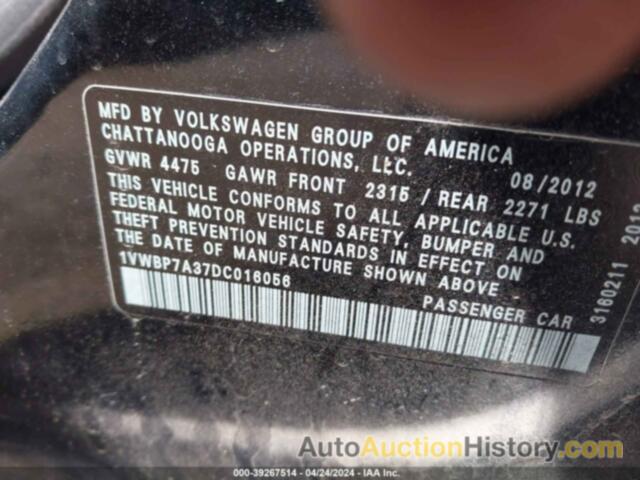 VOLKSWAGEN PASSAT SE, 1VWBP7A37DC016056