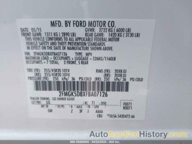 FORD FLEX LIMITED, 2FMGK5D8XFBA07126