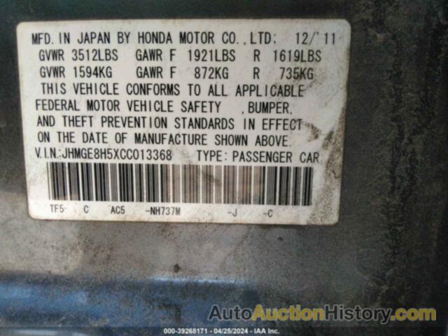 HONDA FIT SPORT, JHMGE8H5XCC013368