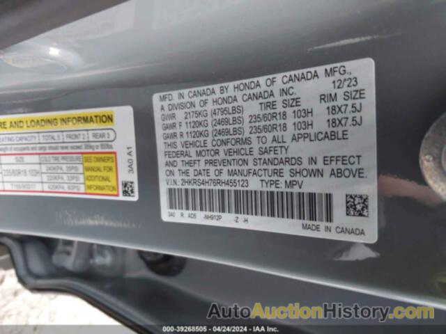 HONDA CR-V EX-L AWD, 2HKRS4H76RH455123