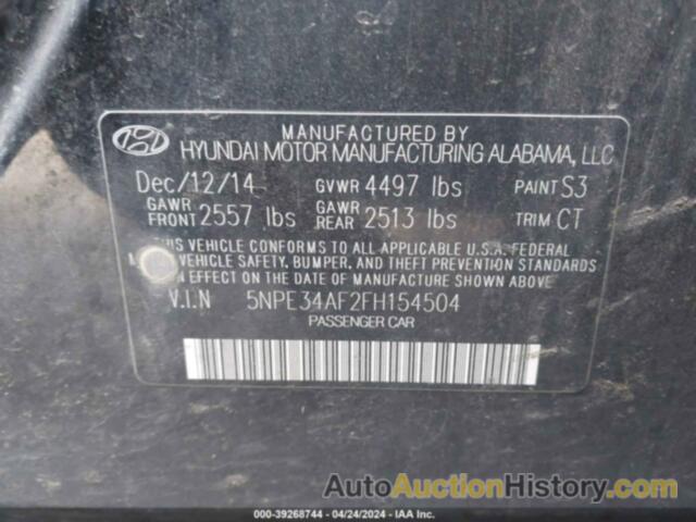 HYUNDAI SONATA SPORT/LIMITED, 5NPE34AF2FH154504