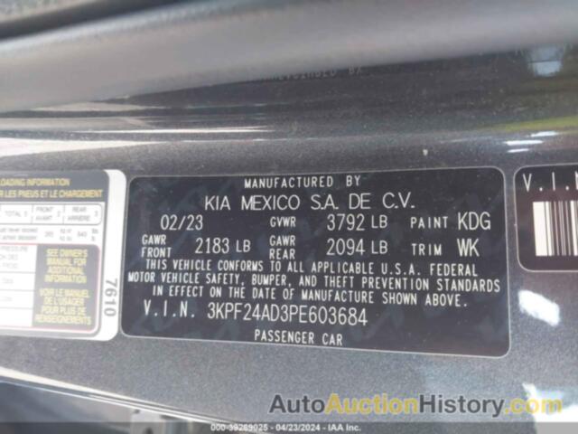 KIA FORTE LXS, 3KPF24AD3PE603684