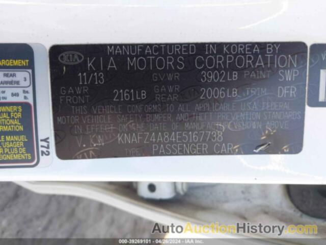 KIA FORTE EX, KNAFZ4A84E5167738