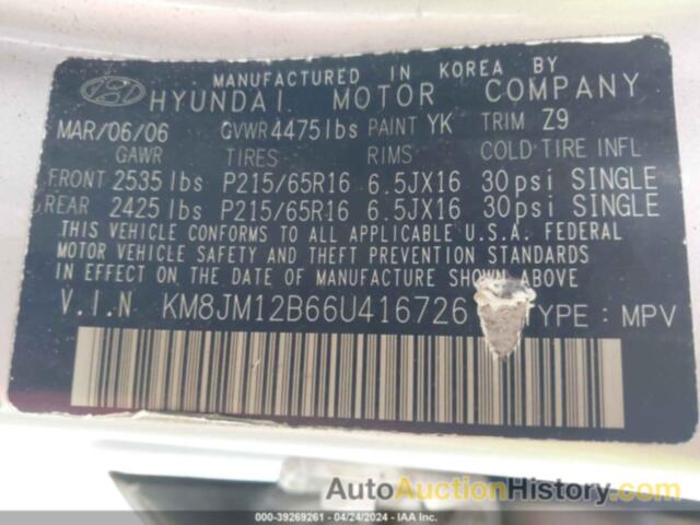 HYUNDAI TUCSON GL, KM8JM12B66U416726