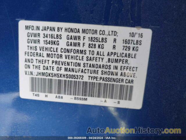 HONDA FIT LX, JHMGK5H5XHS005372