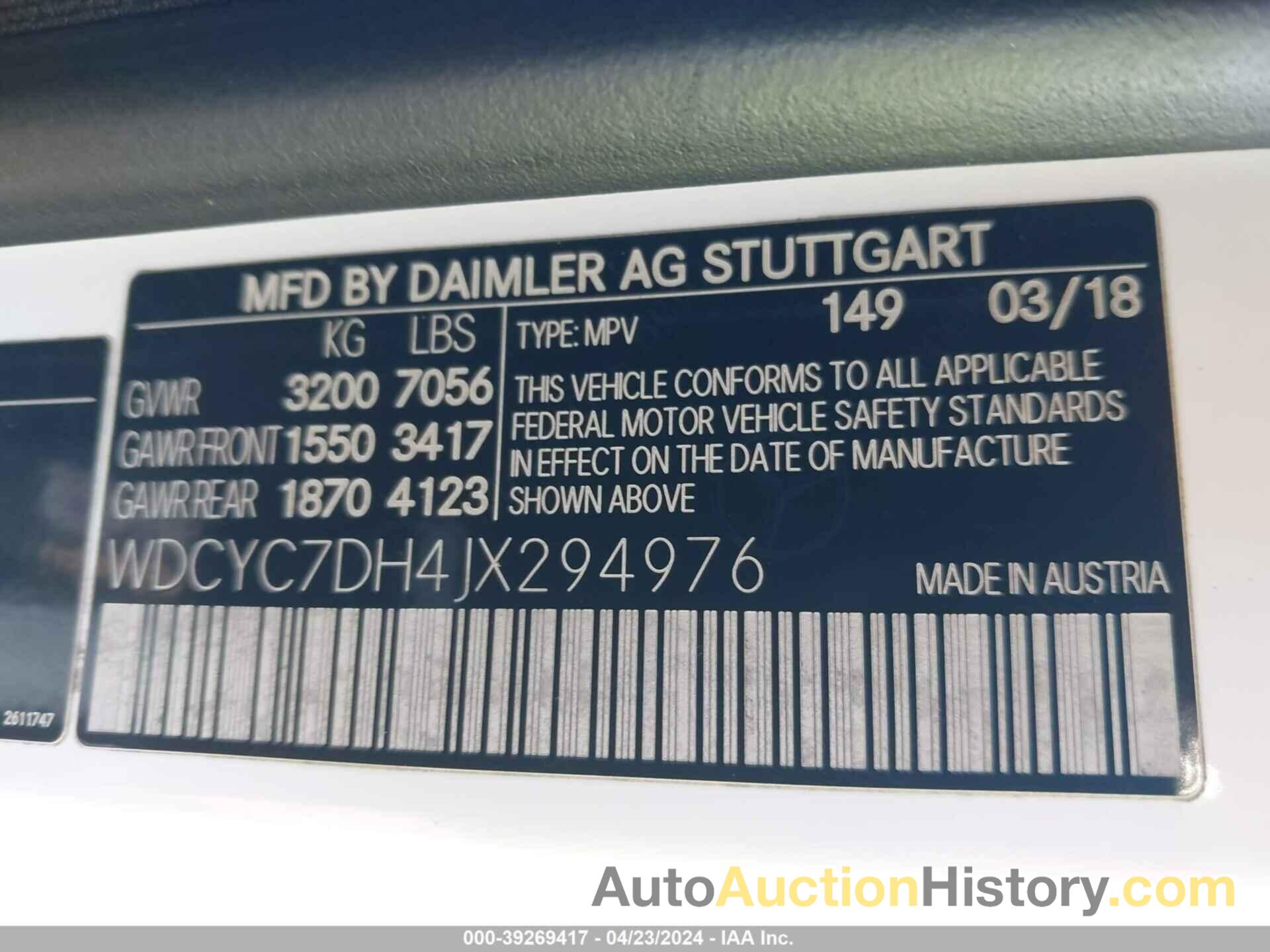 MERCEDES-BENZ AMG G 63 4MATIC, WDCYC7DH4JX294976