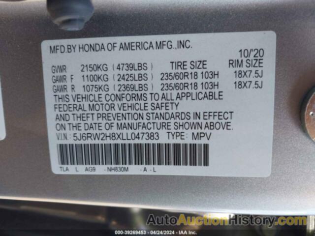 HONDA CR-V AWD EX-L, 5J6RW2H8XLL047383