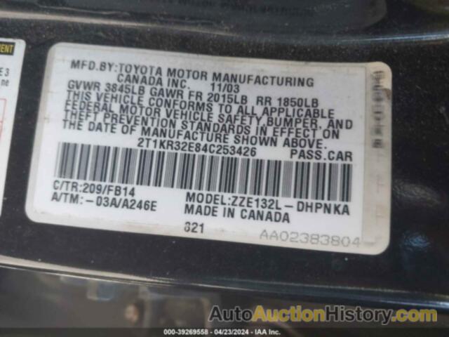 TOYOTA MATRIX XR, 2T1KR32E84C253426