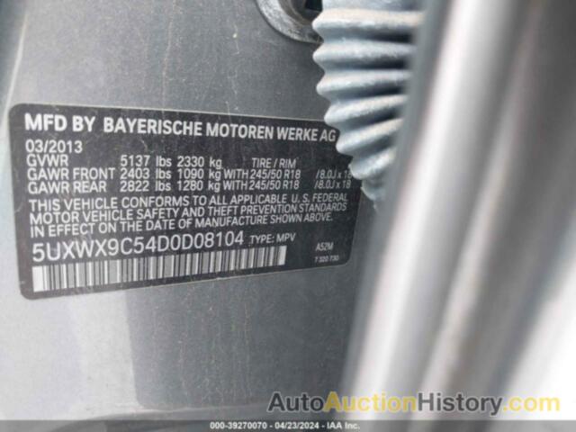 BMW X3 XDRIVE28I, 5UXWX9C54D0D08104