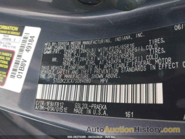 TOYOTA SIENNA CE, 5TDZK23CX7S084080