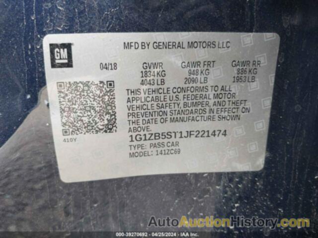 CHEVROLET MALIBU 1LS, 1G1ZB5ST1JF221474