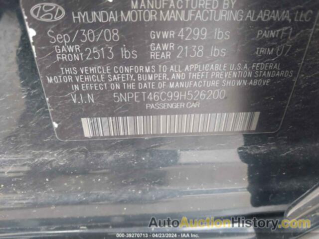 HYUNDAI SONATA GLS, 5NPET46C99H526200