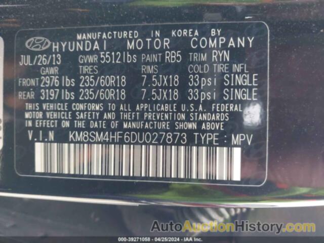 HYUNDAI SANTA FE GLS, KM8SM4HF6DU027873