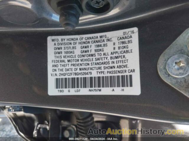 HONDA CIVIC EX, 2HGFC2F78GH526479