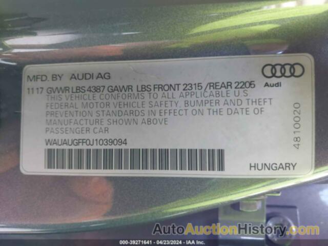 AUDI A3 2.0T PREMIUM/2.0T TECH PREMIUM, WAUAUGFF0J1039094