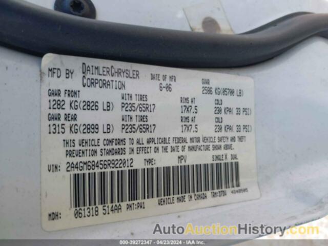 CHRYSLER PACIFICA TOURING, 2A4GM68456R922012