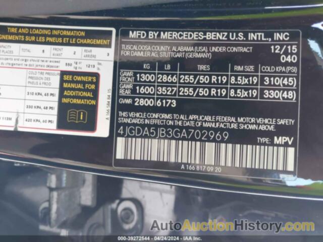 MERCEDES-BENZ GLE 350, 4JGDA5JB3GA702969