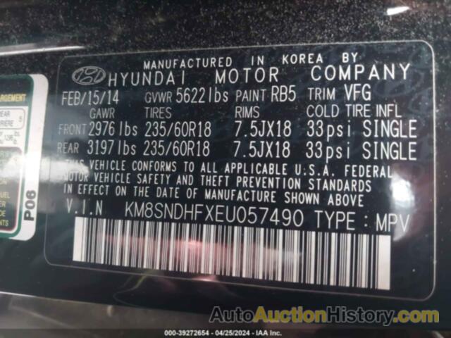 HYUNDAI SANTA FE GLS, KM8SNDHFXEU057490