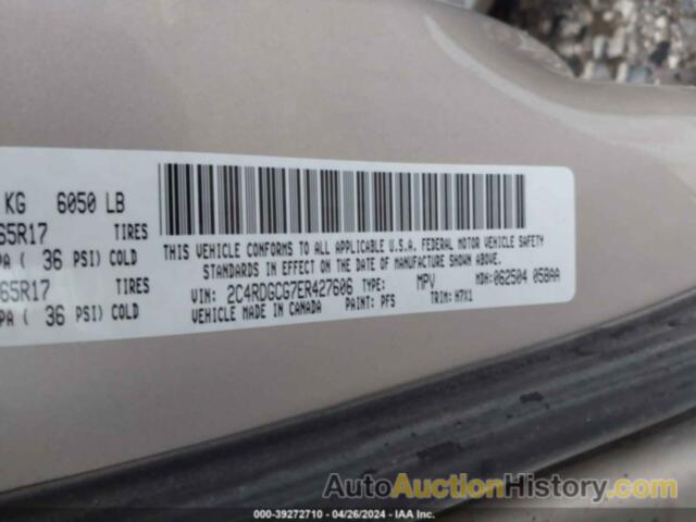 DODGE GRAND CARAVAN SXT, 2C4RDGCG7ER427606