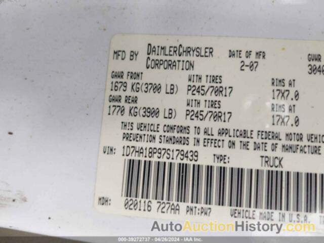 DODGE RAM 1500 ST/SLT, 1D7HA18P97S179439