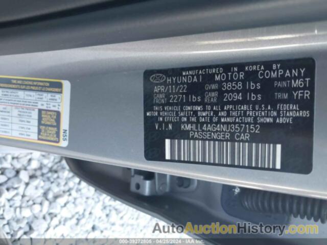 HYUNDAI ELANTRA SE, KMHLL4AG4NU357152