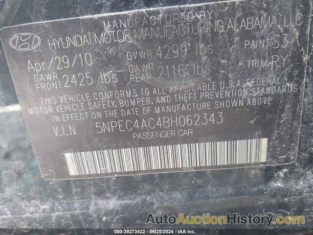 HYUNDAI SONATA LIMITED, 5NPEC4AC4BH062343