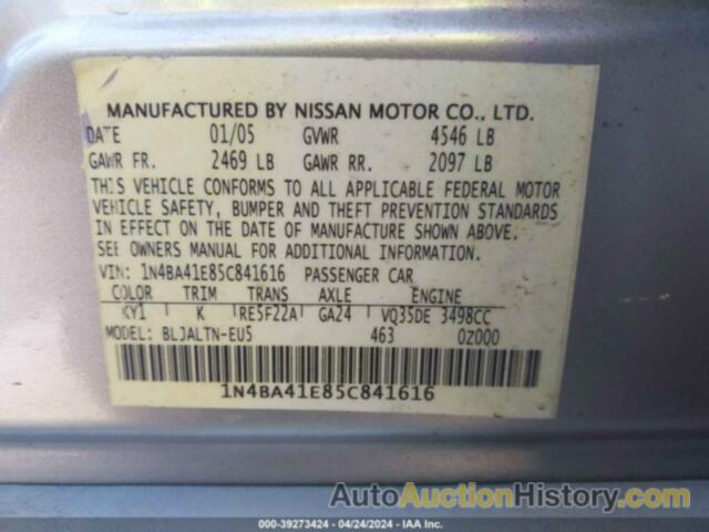 NISSAN MAXIMA SE/SL, 1N4BA41E85C841616