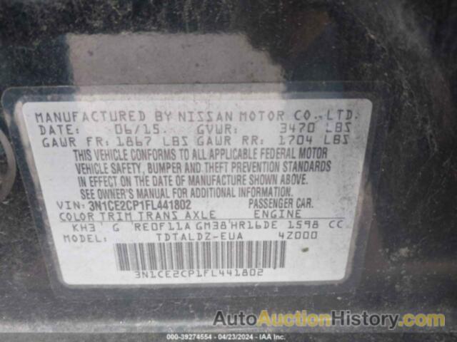 NISSAN VERSA NOTE SV, 3N1CE2CP1FL441802