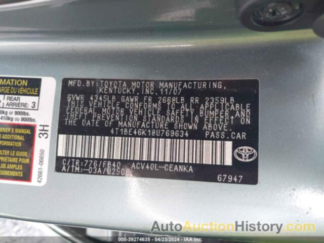 TOYOTA CAMRY LE, 4T1BE46K18U769634